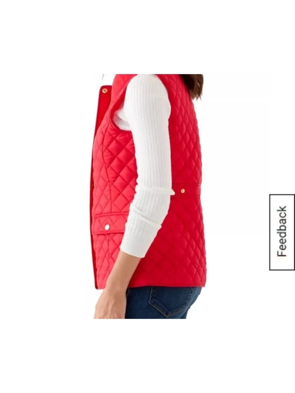 Crown & Ivy Women’s Large Red Quilted Zip Up Vest
